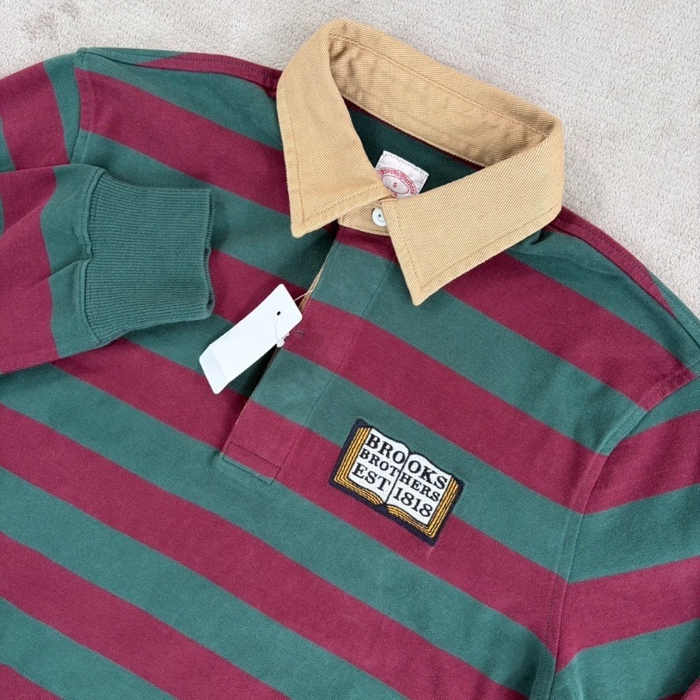 Brooks Brothers Rugby Chest Logo Polo Shirt in Multi Striped Men Small NWT $168